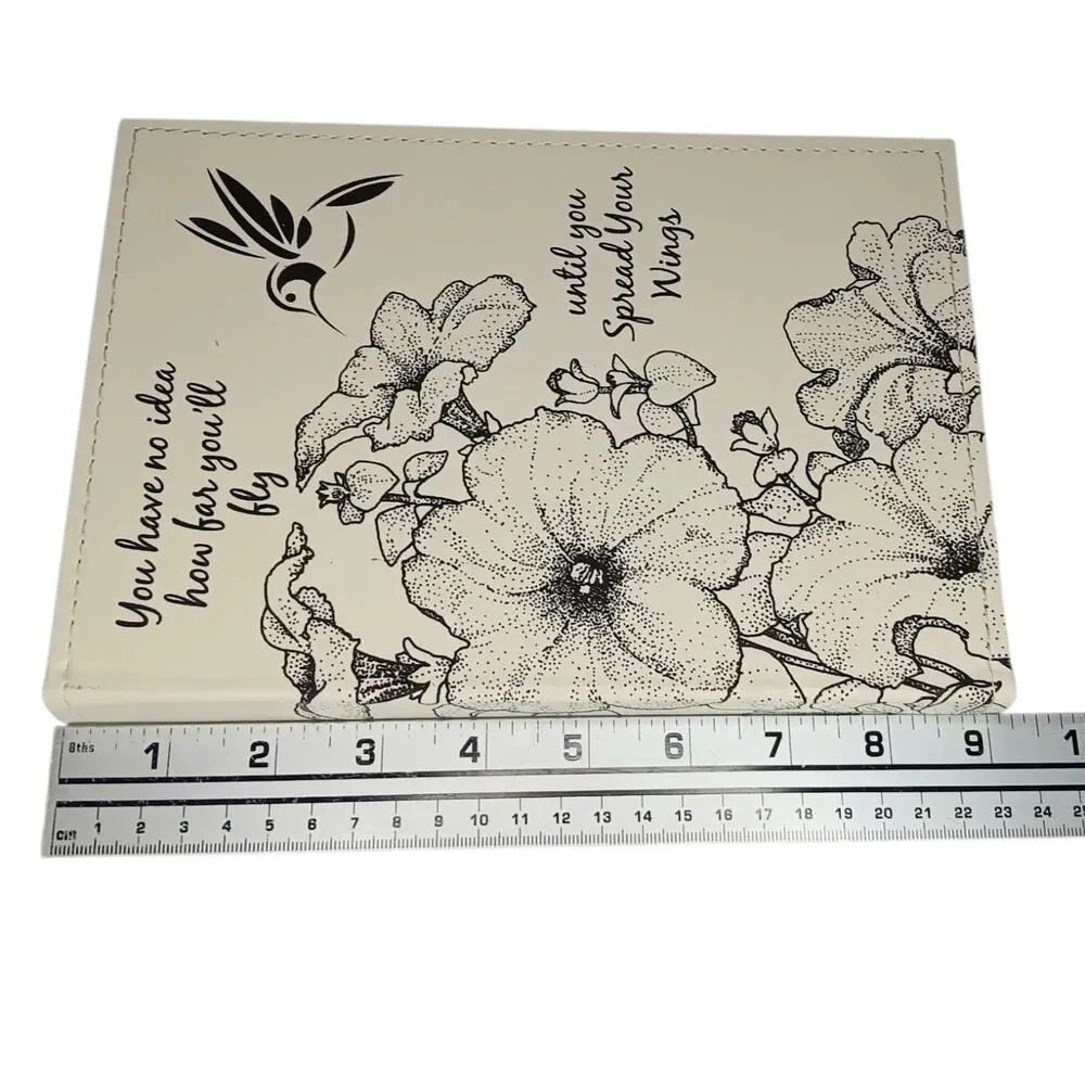 Journal Hummingbird & Flowers On Cover Cream & Black Hardcover 9